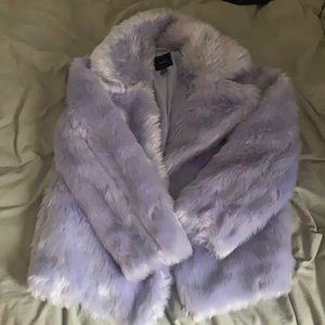 purple fuzzy jacket